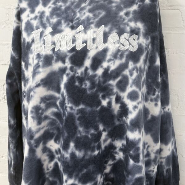 Upcycled Limitless Terra & Sky Ladies 3XL Embroidered Crewneck Navy Blue Tie Dye Sweatshirt Thumbnail