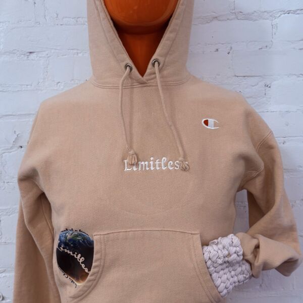 Up-cycled Champion Pink Hoodie Sweatshirt Reverse Weave, Unisex S Thumbnail