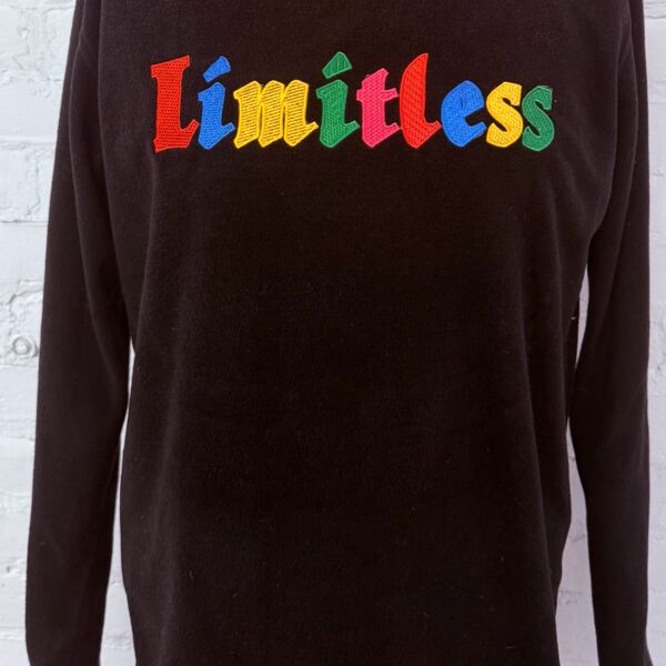 Sleepwear Top Black Up-cycled Limitless Embroidery Unisex M, Custom Created  Thumbnail