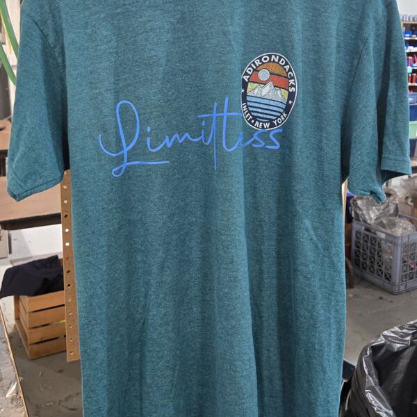 Adirondacks Inlet NY Limitless Short Sleeve Teal Green Tee, Size Unisex M Thumbnail